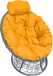 M-Group Папасан пружинка мини 12090311 (серый ротанг/желтая подушка)