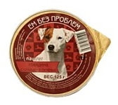 Ем Без Проблем Паштет для собак Говядина с сердцем и печенью (0.125 кг) 16 шт.