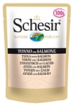 Schesir (0.1 кг) 6 шт. Кусочки в желе. Тунец с лососем. Влажный корм для кошек
