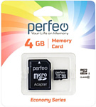 Perfeo microSDHC PF4GMCSH10AES 4GB (с адаптером)