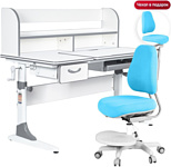 Anatomica Study-120 Lux + надстройка + органайзер + ящик с голубым креслом Ragenta (белый/серый)