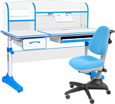Anatomica Uniqa + надстройка + подставка для книг с голубым креслом Бюрократ KD-2 (белый/голубой)
