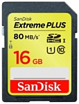 Sandisk Extreme PLUS SDHC Class 10 UHS Class 1 80MB/s 16GB
