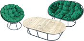 M-Group Мамасан, Папасан и стол 12130304 (серый/зеленая подушка)