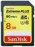 Sandisk Extreme PLUS SDHC Class 10 UHS Class 1 80MB/s 8GB