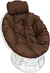 M-Group Папасан мини 12070105 (белый ротанг/коричневая подушка)