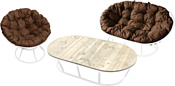 M-Group Мамасан, Папасан и стол 12130105 (белый/коричневая подушка)