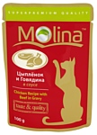 Molina Пауч для кошек Цыпленок и говядина в соусе (0.1 кг) 1 шт.