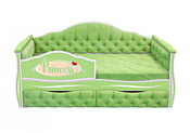Настоящая мебель Иллюзия 180x80 с доп спальным местом (вельвет, зеленый)