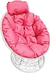 M-Group Папасан мини 12070108 (белый ротанг/розовая подушка)
