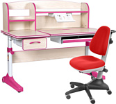 Anatomica Uniqa + надстройка + подставка для книг с красным креслом Бюрократ KD-2 (клен/розовый)