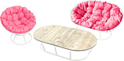 M-Group Мамасан, Папасан и стол 12130108 (белый/розовая подушка)