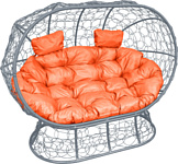 M-Group Лежебока 11190307 (на подставке с серым ротангом/оранжевая подушка)