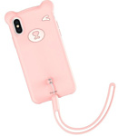 Baseus Bear Silicone для iPhone XS (розовый)