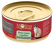 Molina (0.08 кг) 12 шт. Консервы для кошек Филе тунца с крабом в соусе