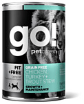 GO! Fit + Free Grain Free Chicken, Turkey + Trout Stew Recipe canned