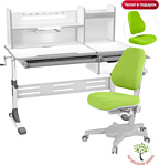 Anatomica Genius + надстройка + выдвижной ящик + подставка для книг с зеленым креслом Armata (белый/серый)