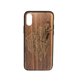 Case Wood для Apple iPhone X (грецкий орех, волк II)