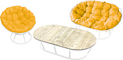 M-Group Мамасан, Папасан и стол 12130111 (белый/желтая подушка)