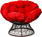 M-Group Папасан 12020206 (коричневый ротанг/красная подушка)