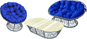 M-Group Мамасан, Папасан и стол 12140310 (серый ротанг/синяя подушка)