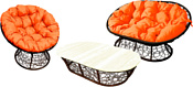 M-Group Мамасан, Папасан, стол 12140207 (коричневый ротанг/оранжевая подушка)