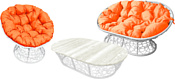 M-Group Мамасан, Папасан и стол 12140107 (белый ротанг/оранжевая подушка)