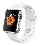 Apple Watch 38mm Stainless Steel with White Sport Band (MJ302)