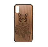 Case Wood для Apple iPhone X (грецкий орех, волк III)