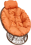 M-Group Папасан мини 12070207 (коричневый ротанг/оранжевая подушка)