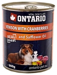 Ontario (0.8 кг) 1 шт. Консервы Dog Venison,Cranberries and Safflower Oil