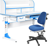 Anatomica Study-120 Lux + надстройка + органайзер + ящик с синим креслом Бюрократ KD-2 (белый/голубой)