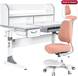 Anatomica Study-120 Lux + надстройка + органайзер + ящик со светло-розовым креслом Ragenta (белый/серый)