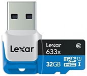 Lexar microSDHC Class 10 UHS Class 1 633x 32GB + USB 3.0 reader