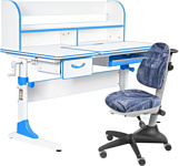 Anatomica Study-120 Lux + надстройка + органайзер + ящик с креслом Бюрократ KD-2 джинса (белый/голубой)