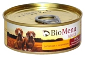BioMenu (0.1 кг) 24 шт. Adult консервы для собак с цыпленком и ананасами