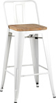 Stool Group Tolix Wood со спинкой YD-H675E-W LG-02 (белый глянцевый/светлое дерево)