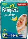 Pampers Active Baby 3 Midi Plus (4-9кг) Jumbo Pack 74шт