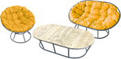 M-Group Мамасан, Папасан и стол 12130311 (серый/желтая подушка)
