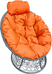M-Group Папасан пружинка мини 12090307 (серый ротанг/оранжевая подушка)