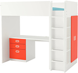 Ikea Стува/Фритидс 200x90 (3 ящика, 2 дверцы, бел/красный) 292.580.23