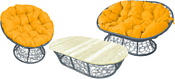 M-Group Мамасан, Папасан и стол 12140311 (серый ротанг/желтая подушка)
