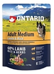 Ontario (0.75 кг) Adult Medium Lamb & Rice