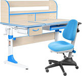 Anatomica Study-120 Lux + надстройка + органайзер + ящик с голубым креслом Бюрократ KD-2 (клен/голубой)
