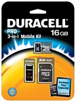 Duracell PRO microSDHC Class 10 16GB + SD adapter & USB Card Reader