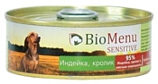 BioMenu (0.1 кг) 1 шт. Sensitive консервы для собак с индейкой и кроликом