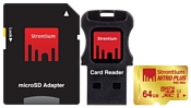 Strontium NITRO PLUS microSDXC Class 10 UHS-I U3 64GB + SD adapter & USB Card Reader
