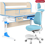 Anatomica Study-120 Lux + надстройка + органайзер + ящик со светло-голубым креслом Ragenta (клен/голубой)