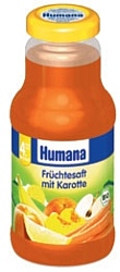 Humana Фруктовый (яблоко, банан, персик, апельсин) с морковью, 250 мл
