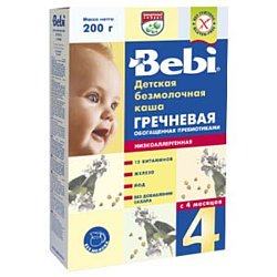 Bebi Гречневая низкоаллергенная с пребиотиками, 200 г